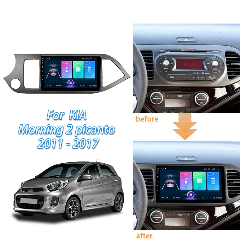 

LODARK For Kia Kia Picanto Morning 2011-2017 Fascia 2 Din Android 9 Inch Car DVD Frame Audio Fitting Adaptor Dash Trim Kits