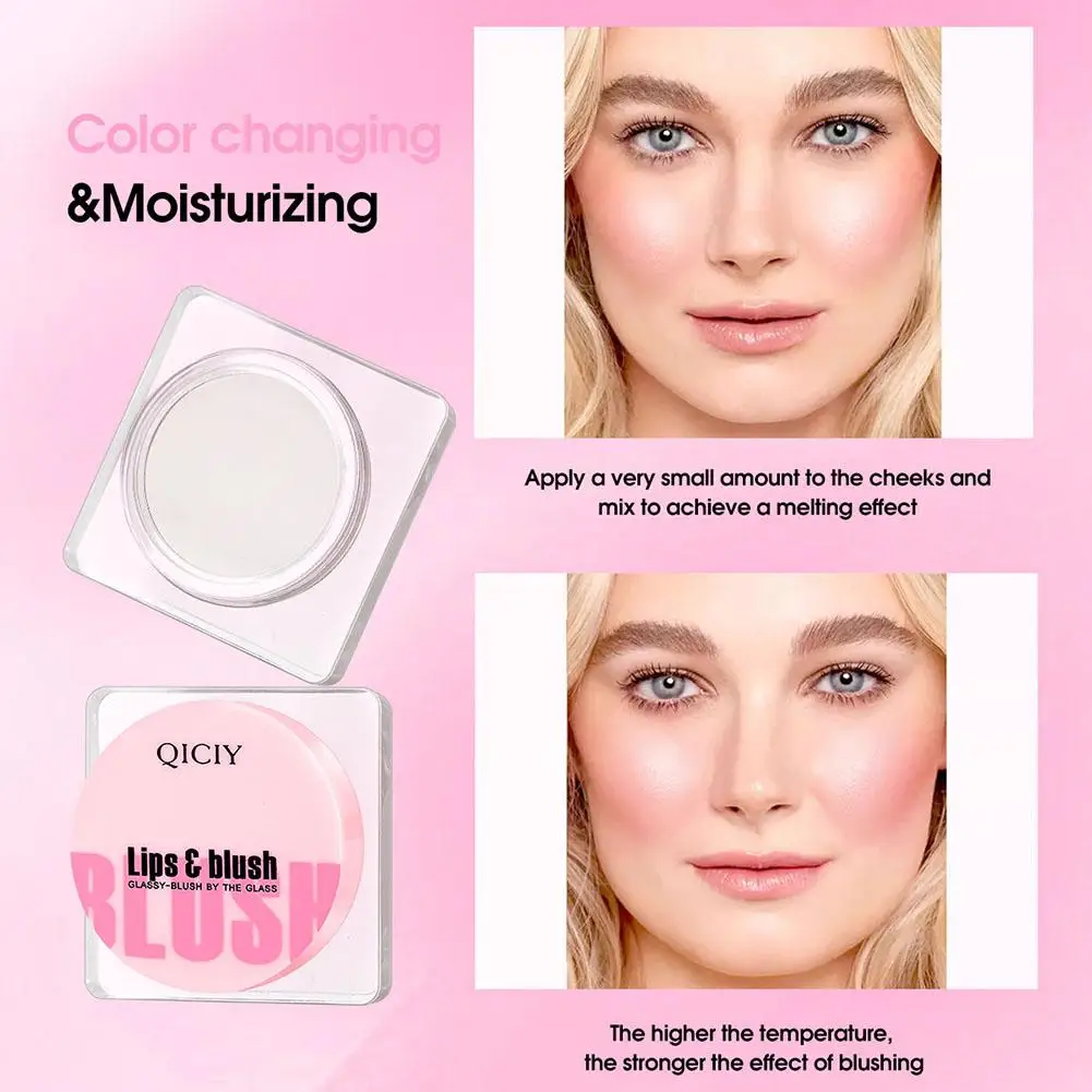 Transparent Temperature Change Colors Blusher Cream Moisturizing Waterproof Contouring Face Brightening Blusher Shadow Natu W1Y4