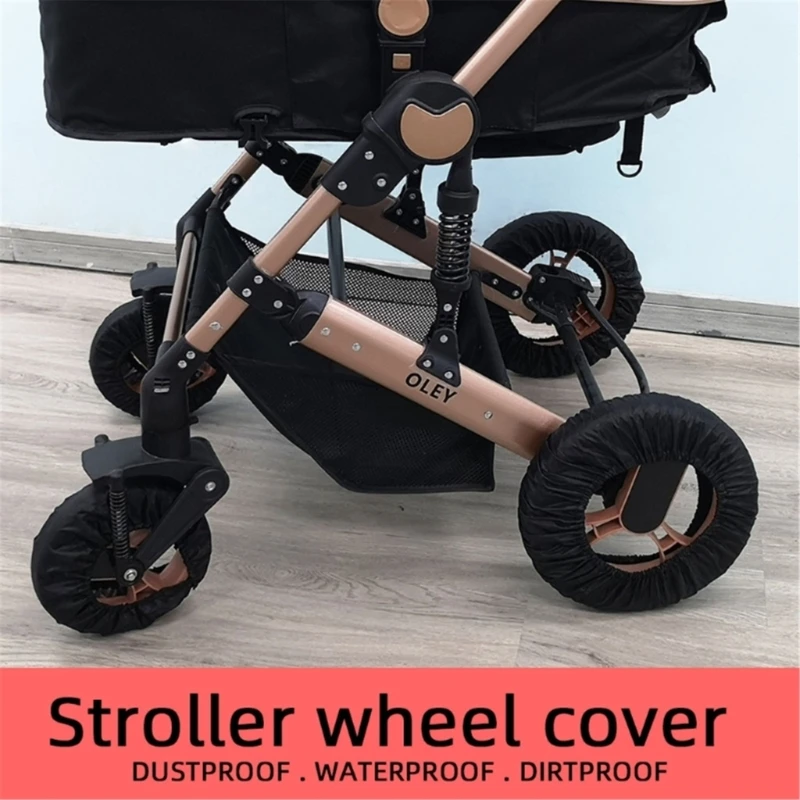 Pack of 4pcs Wheel Cover for Baby Strollers, Dustproof Case Easy to Install Pushchair Accessories Black