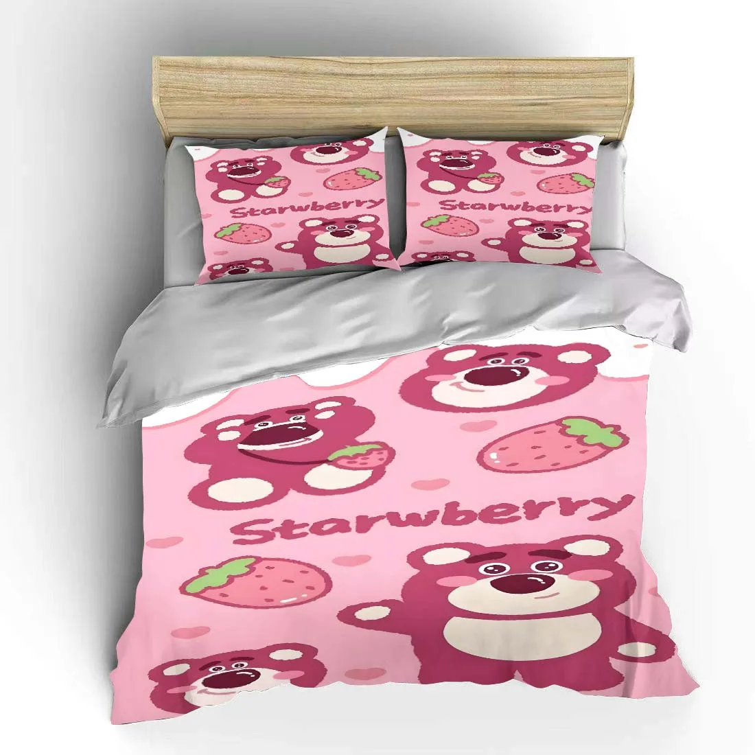 Toy Story Lotso Bedding Set Children Disney 3 Pieces Set King Size Bed Set Pillowcase Adult Bed Cover Bedroom Quilt Duvet Gift