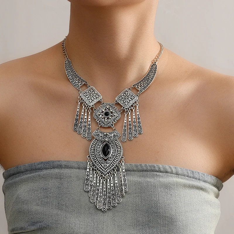 Fashion Bohemian Choker Collar Necklace Vintage Tassel Statement Maxi Long Necklace For Women Collier Femme Jewelry
