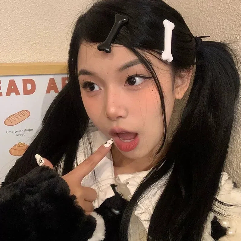 1-5 pçs osso grampos de cabelo moda estilo escuro feminino gril headwear presilhas vívido osso do cão grampos de cabelo lado pino de cabelo acessórios para o cabelo