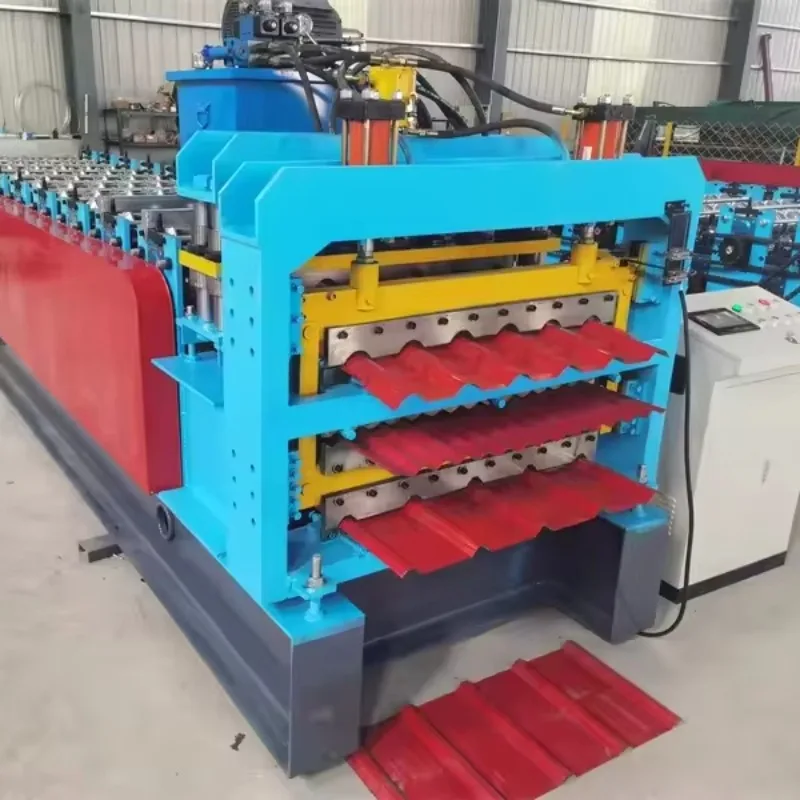 China Tile Press Machine Double Layer Roll Forming Roofing Sheet Tile Making Machine Ibr Roof Sheet Press Forming Machine Price