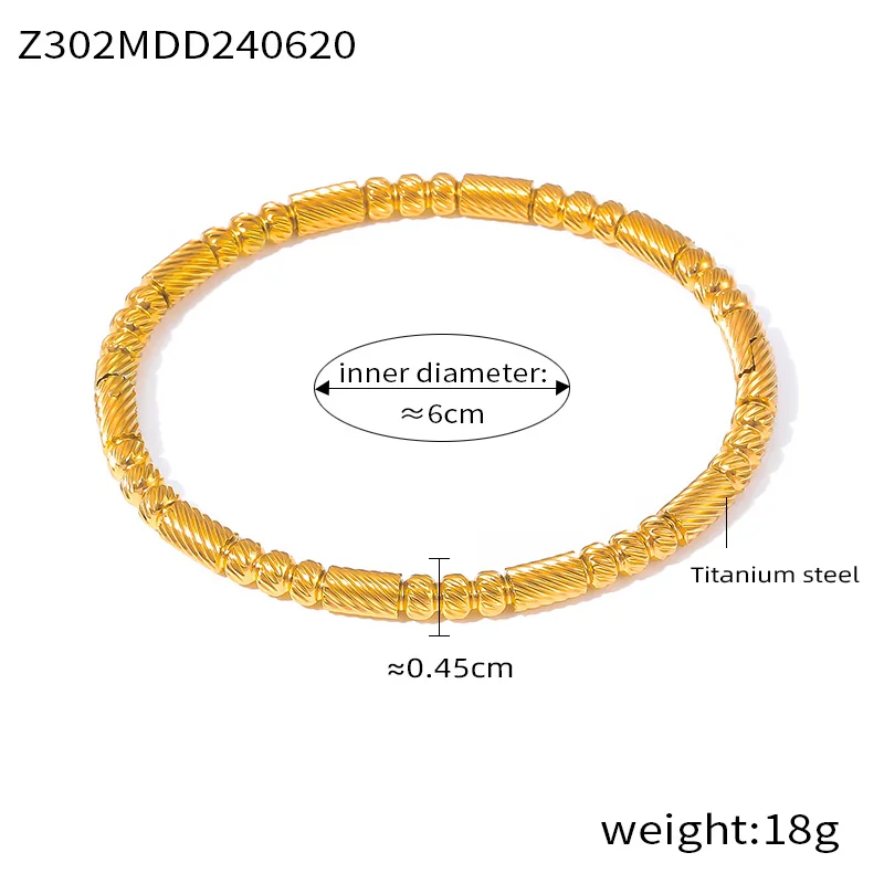 2 Colors Art Strips Design Stainless Steel Simple Daily Bangles For Women Gold Plated Bracelet Luxury Jewelry Wholesale