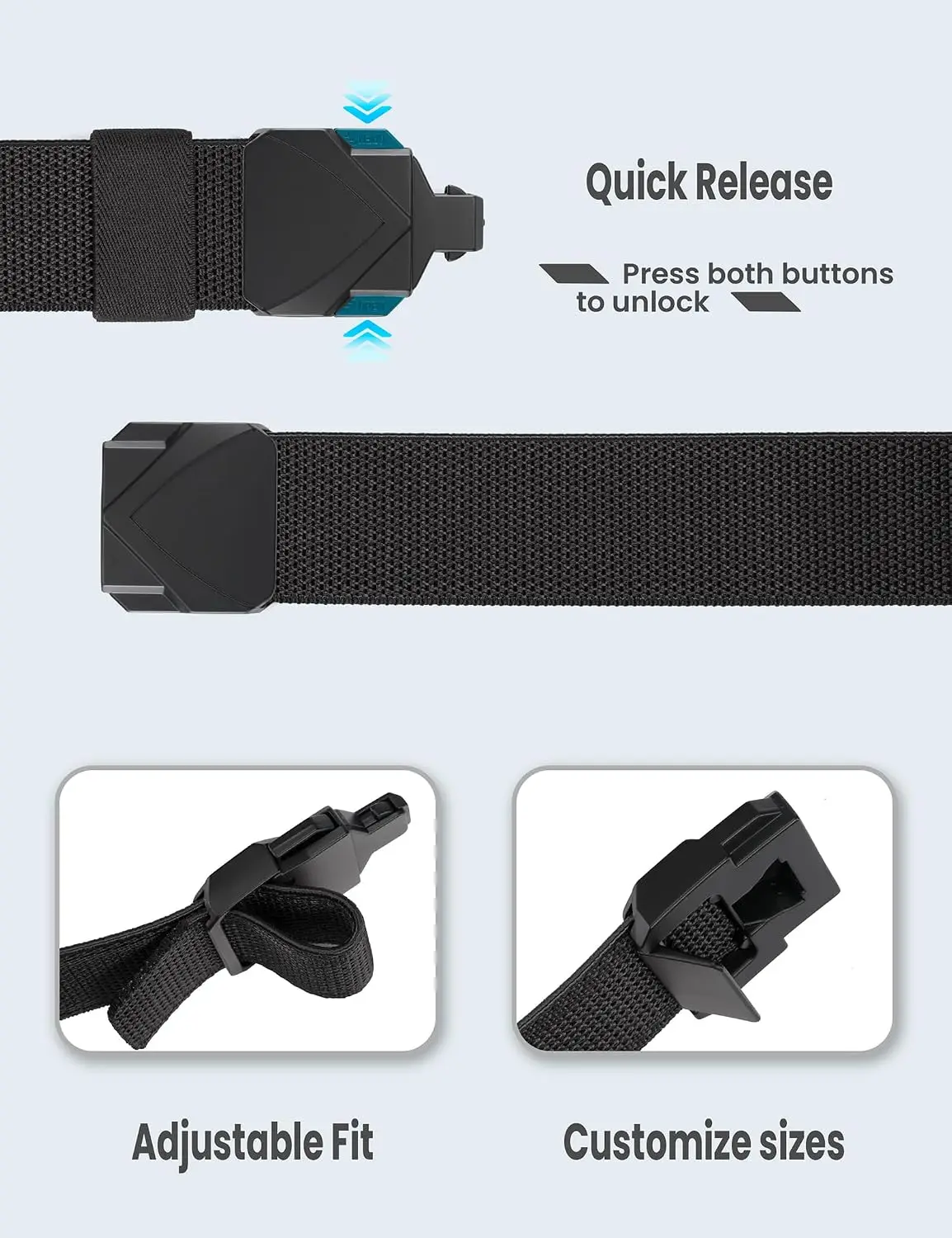 Stretch nylon waistband, elastic waistband with quick release buckle | Leisure hiking tactical invisible webbing
