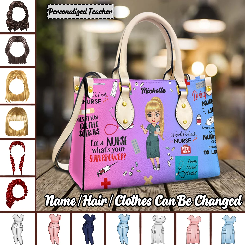 

Personalized Nurse Women Handbags Top-Handle Leather Ladies Totes Shoulder Bags Female Doctor Casual Messenger Bolsa Feminina