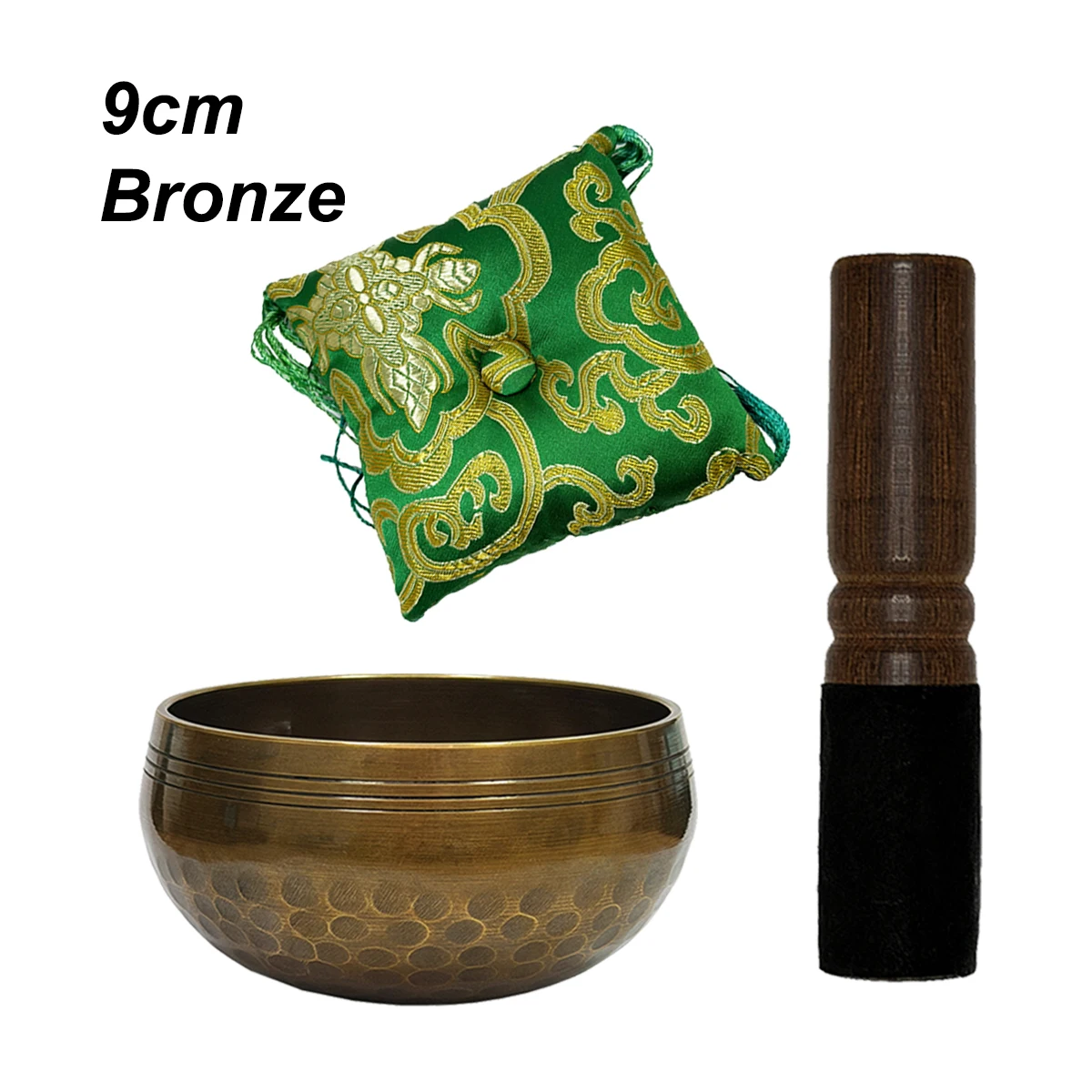 

Miwayer Singing Bowl for Meditation – 9cm Diameter, 5cm Height, Ancient Copper Finish, Includes Green Cushion & Leather Mallet