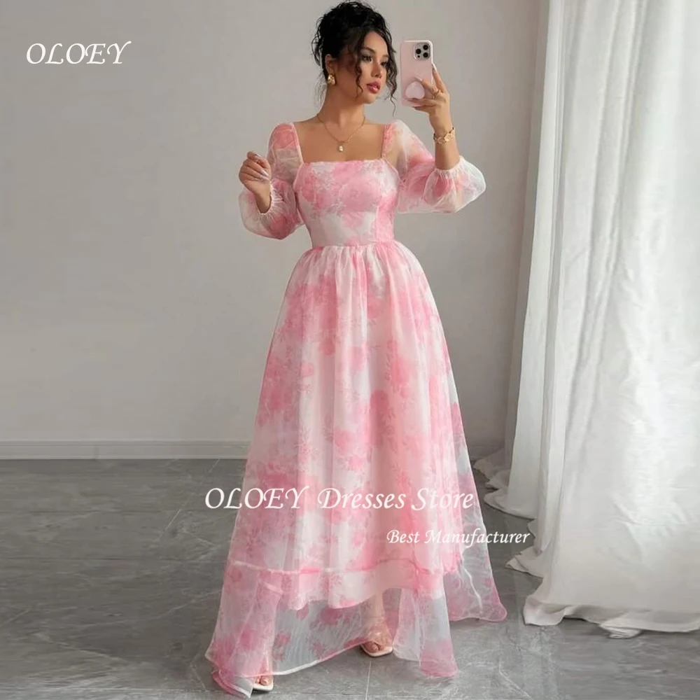 

OLOEY Floral Print Women Dresses Elegant Sleeveless Prom Gown High Waist Vestidos De Noche Elegantes 2025 летнее платье женское