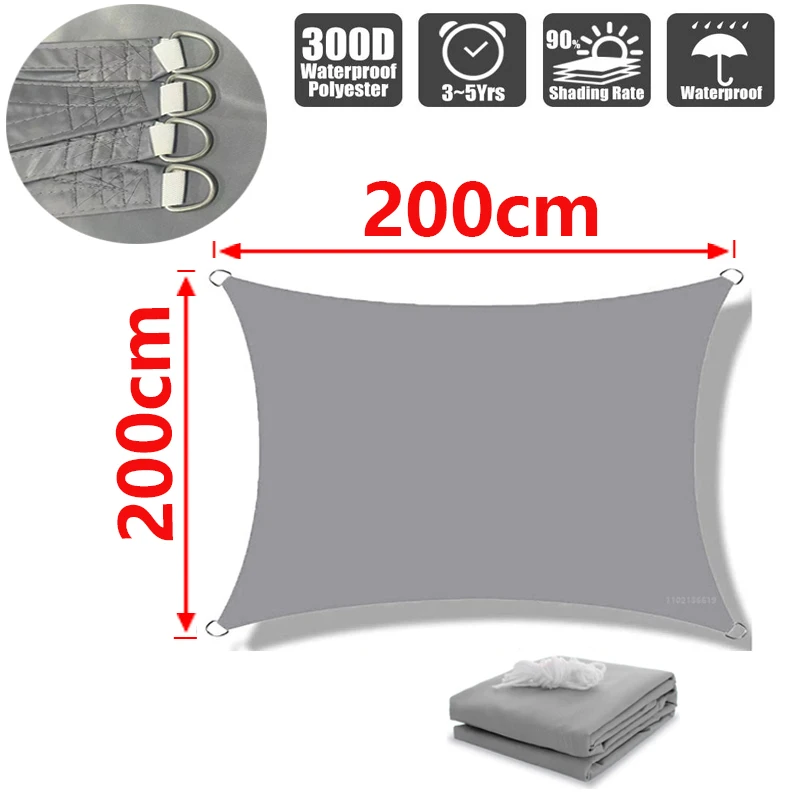 Schaduwzeil voor buiten, 300D polyester waterdichte UV-bestendige luifel, zonneschijnluifel voor terras, automat, achtertuin, tuin, enz.