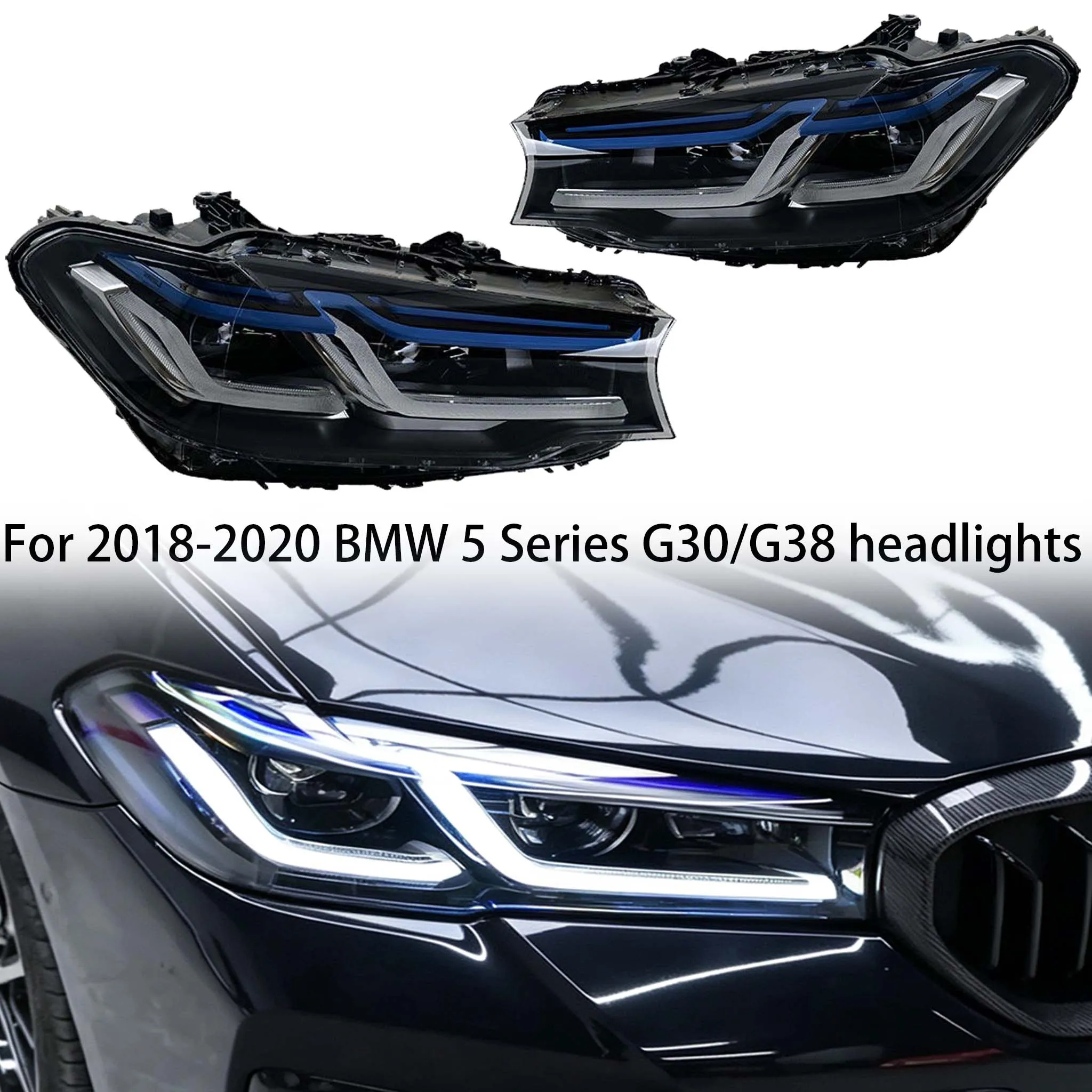 For 2018-2020 BMW 5 Series G30/G38 headlight assemblies, upgraded with new LED headlights and daytime running lights