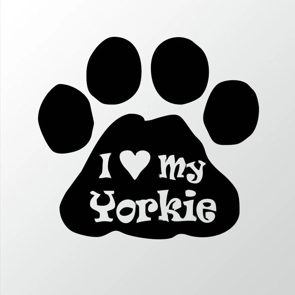 I Love My Yorkie Paw Vinyl Decal Car Sticker Heart Pet Dog Collar Animal Cute Tuning Laptop Trunk KK Vinyl Cover Waterproof PVC