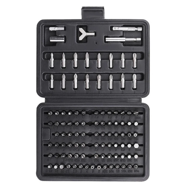 100-Piece Universal Screwdriver Bit Kit for DIY Screwdriver Bit Set  Chrome Vanadium Steel  Flat, Phillips, Hex & Torx Bits