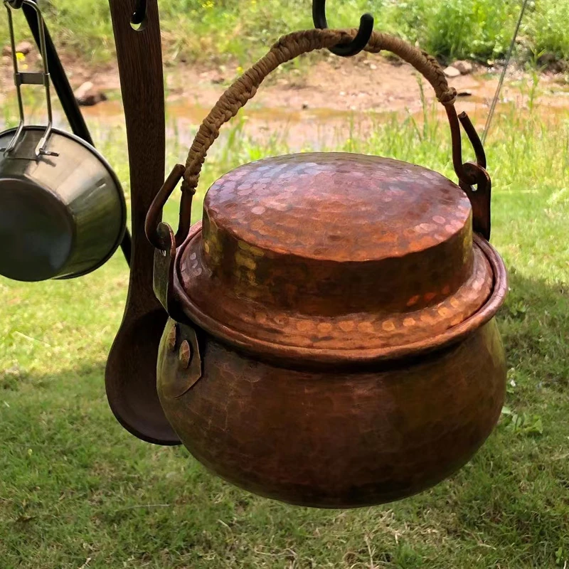 Pure Copper Cookware for Cooking, Hammered Equipment, Cooper Pot, Boiler, Outdoor