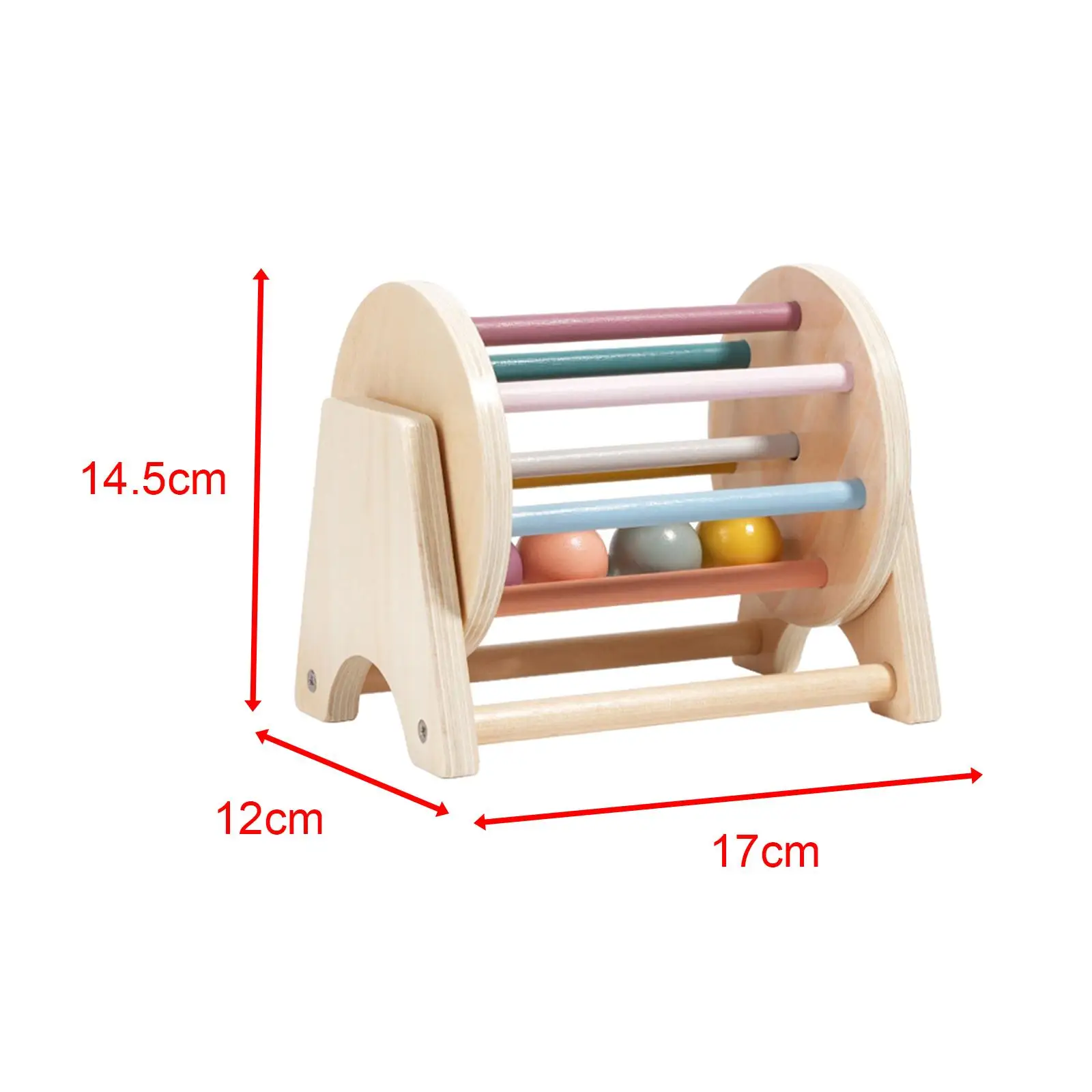 Madeira Rolling Rattle Drum Toy, brinquedo educativo mão