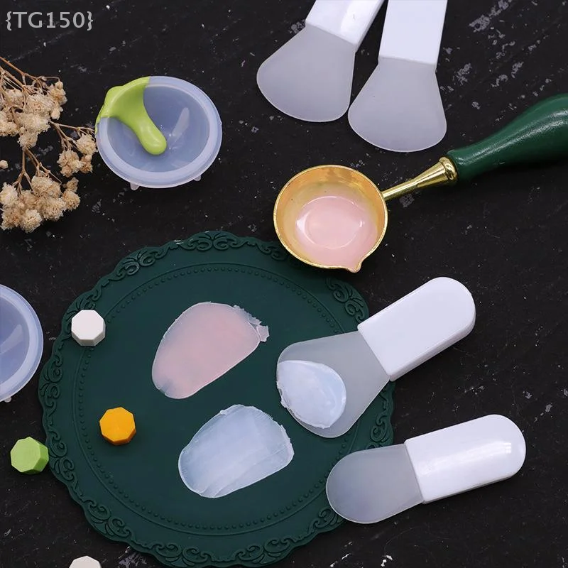 مجموعة أدوات تنظيف ختم الشمع من السيليكون - مكشطة وملعقة لتحريك خلط التلوين DIY ملحقات الشموع الحرفية
