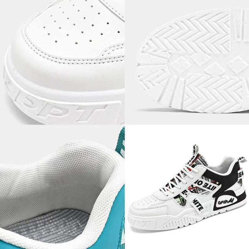 أحذية رياضية صيفية للرجال أحذية تزلج ذات نعل سميك أحذية رياضية مريحة باللون الأسود والأبيض للأحذية خفيفة الوزن Zapatillas De Deporte #4