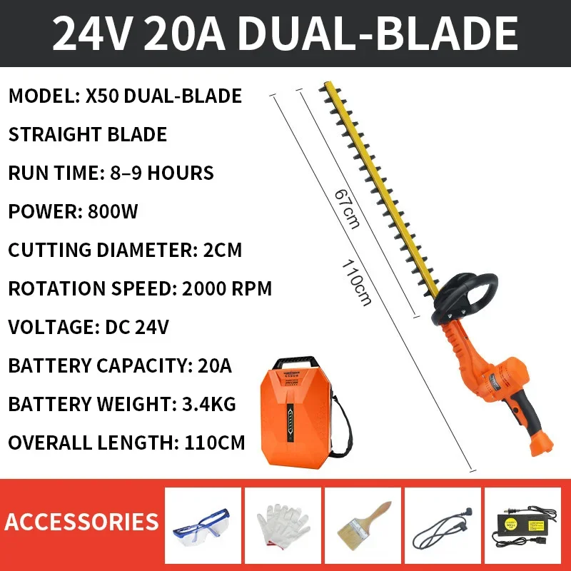 Backpack-Style Lithium-Ion Hedge Trimmer, Tea Tree Ball Trimmer, Landscaping Shrub Pruner, Double-Blade/Single-Blade Hedge Trimm