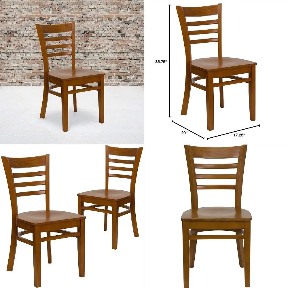 

2 Pack Ladder Back Cherry Wood Restaurant Chair