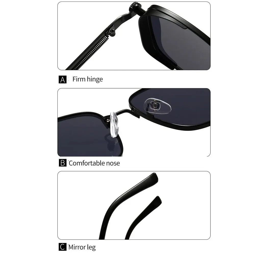 

Punk Metal Frame Sunglasses Eye Protection Anti-UV 400 Retro Sunglasses Street Photos Decoration Travel Accessories Eyewear