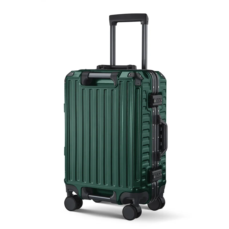 New aluminum frame double handle luggage universal wheel boarding bag trolley case travel suitcase with combination lock