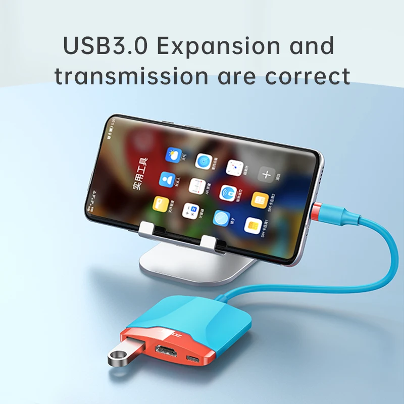 Adaptador de Expansão Tipo-C Multifuncional para Switch, Hub Metálico com Carga PD, USB 3.0, 3 em 1