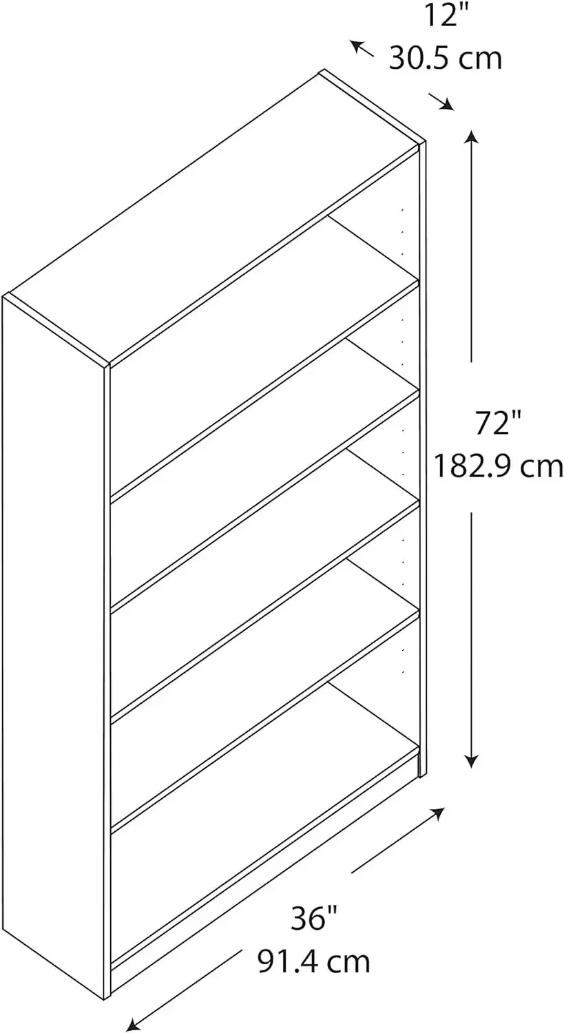 Bush Furniture Universal 5 Shelf Bookcase in  Cherry