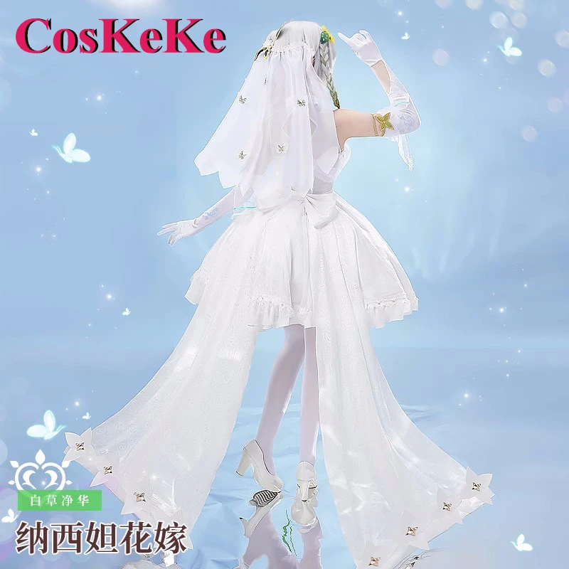 CosKeKe Nahida Cosplay Anime Game Genshin Impact Costume Gorgrous Sweet Wedding Dress Women Halloween Party Role Play Clothing