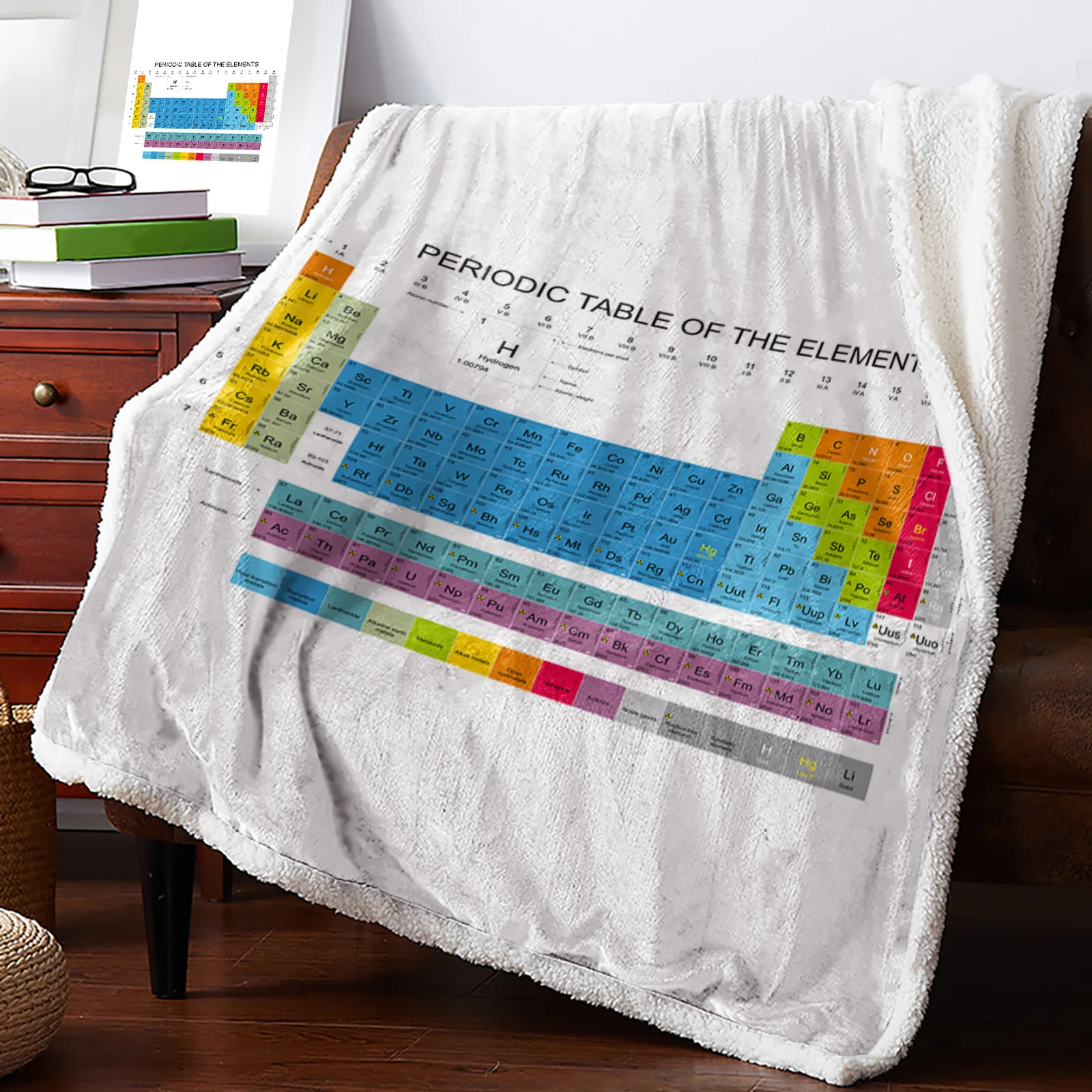 Periodic Table Of Elements Winter Warm Cashmere Blanket for Bed Wool Throw Blankets for Office Bedspread