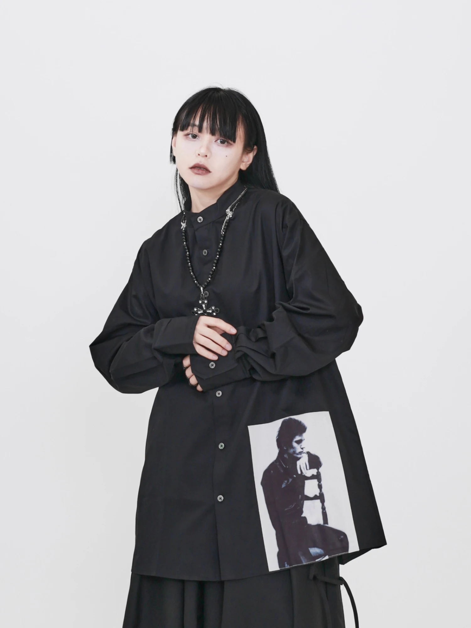 

Рубашка Dark Series с винтажным пэчворк-дизайном, длинным рукавом, повседневная, нейтральная, для осени-зимы, Invisible Seeker, женская мода