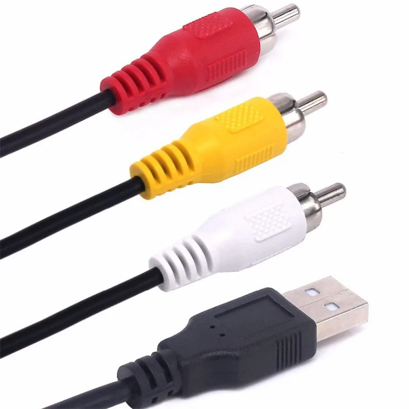 1.5m USB ชาย 3RCA ชายสายวิดีโอ USB 2.0 ไปยัง AV video converter USB สายแปลงวิดีโอ F1