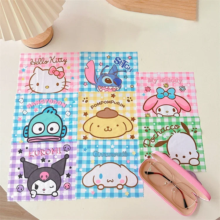 Sanrio Eyeglass Cleaning Cloths for Glasses, Cute Design Microfiber Cleaning Cloth,2 Pcs Soft Glasses Lenses Cleaner Wipe