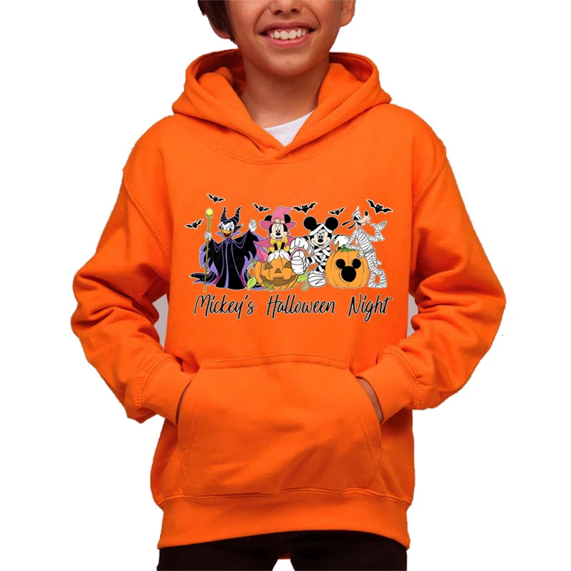 

Mickey's Halloween Night Print Hoodie Spooky Season Kids Matching Clothes Mickey Halloween Gift Unisex Sweatshirts Hoodies