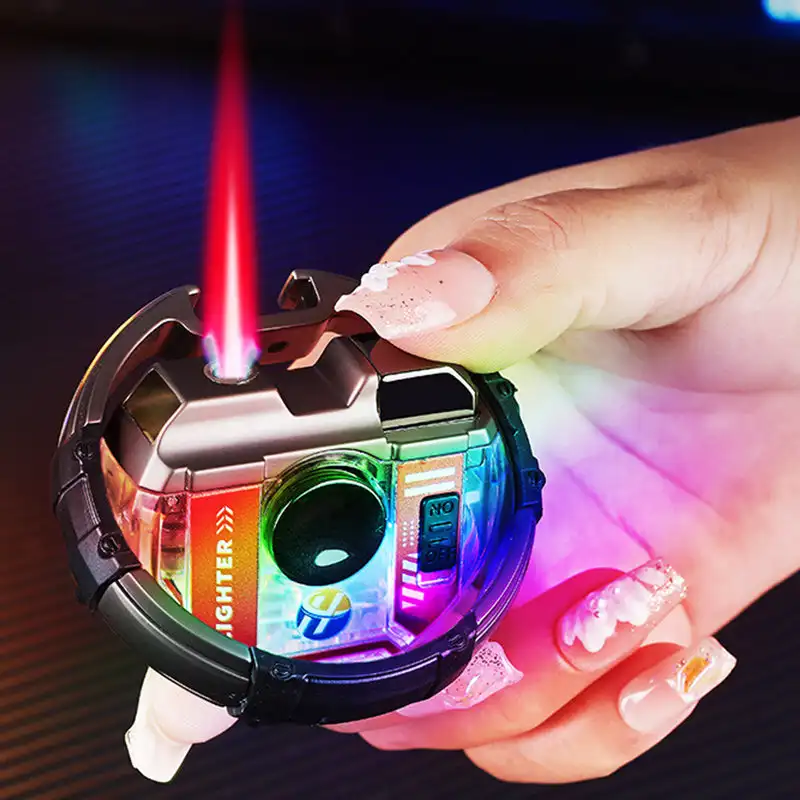 Encendedor 3 en 1 a prueba de viento con Fidget Spinner y abridor de botellas, encendedor de chorro, encendedor eléctrico de Metal a prueba de viento, herramienta pequeña para hombres