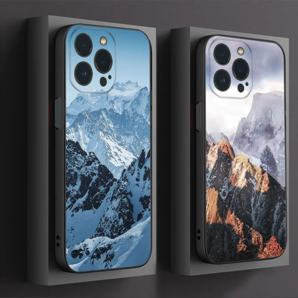 

Emboss Mountain Phone Case For IPhone16 15 14 13 12 Mini 11 Pro XS Max X XR SE5 6 7 8 Plus Soft Silicone Cover