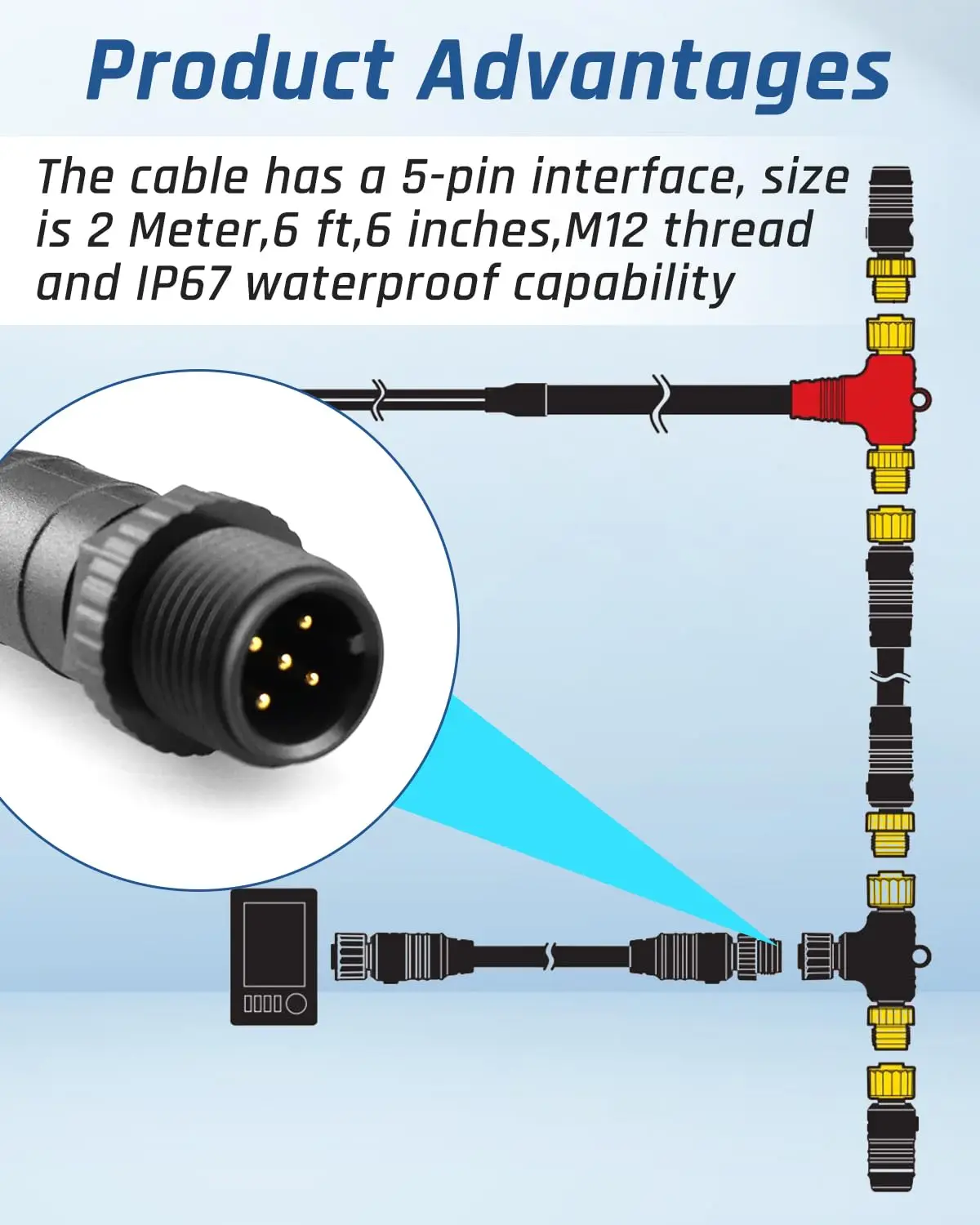 NMEA2000 0,5-10-метровые магистральные кабели, удлинительный кабель, подходящий для сети NMEA 2000, подходит для Garmin Lowrance Simrad B&G