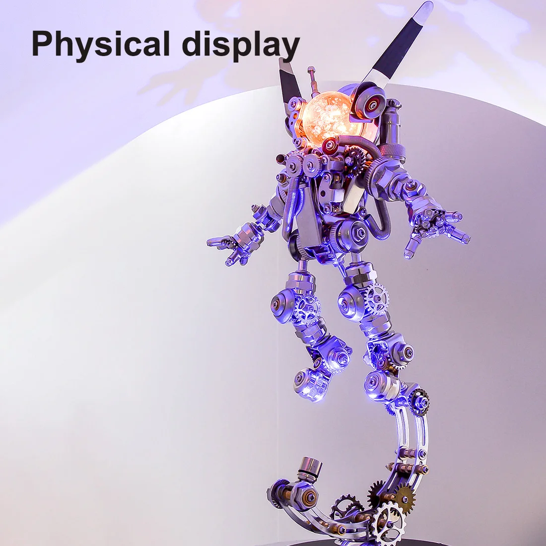 3D DIY Assembly Metal Mechanical Aerospace Rabbit with Lights & Stand Model Sci-fi Punk Toy Set (500CS)