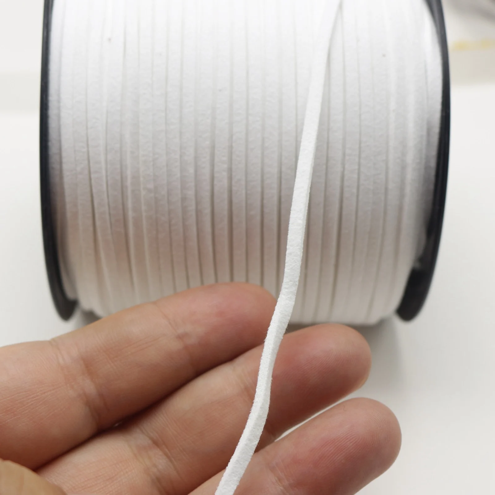 100 Yards White Faux Suede Leather Cord 2.6mm - Flat Lace String for Necklace Bracelet DIY, Beaded Crafts, with Spool Roll