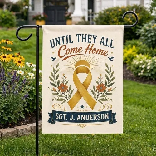 Custom Military Garden Flag, Yellow Ribbon Until They All Come Home Yard Sign, P XXQ