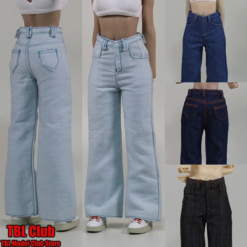 

JZ802 Женская одежда в масштабе 1/6, летние модные джинсы с высокой талией, прямые широкие брюки для 12-дюймовой экшн-фигурки солдата