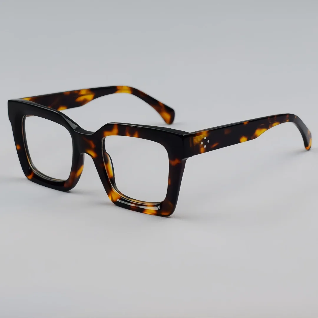 

Retro Japanese Designer Thick Frame Tortoiseshell Optical Large Trendy Unisex Glasses Frame for Men And Women