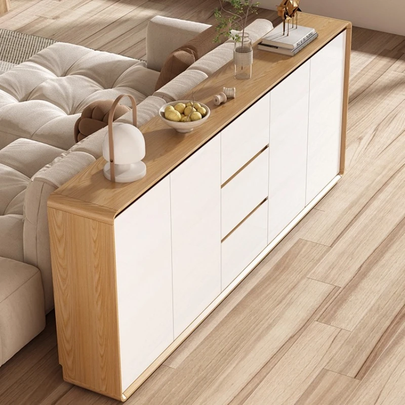 

Nordic ultra-thin dining side cabinet integrated against the wall storage 30cm narrow side cabinet living room storage tea