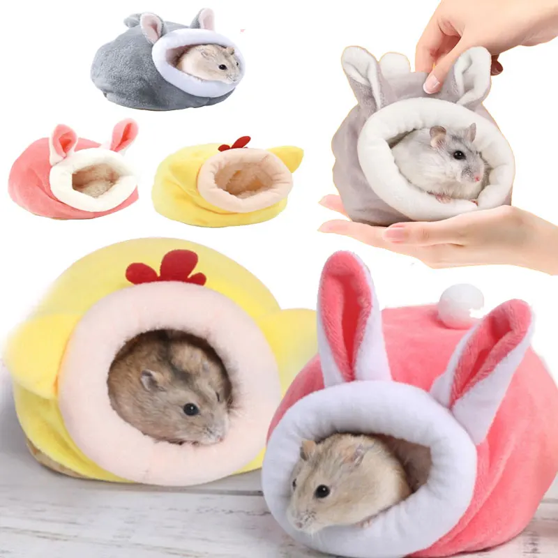 Cute Hamster Nest Winter Warm Velvet Small Pet Cage Sleep Nest Bed for Guinea Pigs Hedgehog Squirrel Cage Accessories