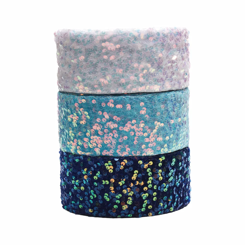 

3 inch 75mm Blue Navy White sequin ribbons for hairbows DIY 20yards/lot