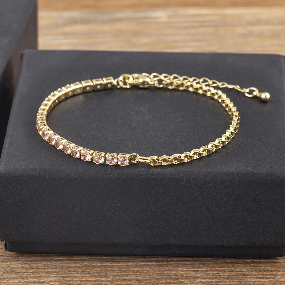 Nidin New Arrival Adjustable Tennis Bracelets for Women Shiny Zircon Crystal Bangle Girls Chain Jewelry Fine Party Birthday Gift