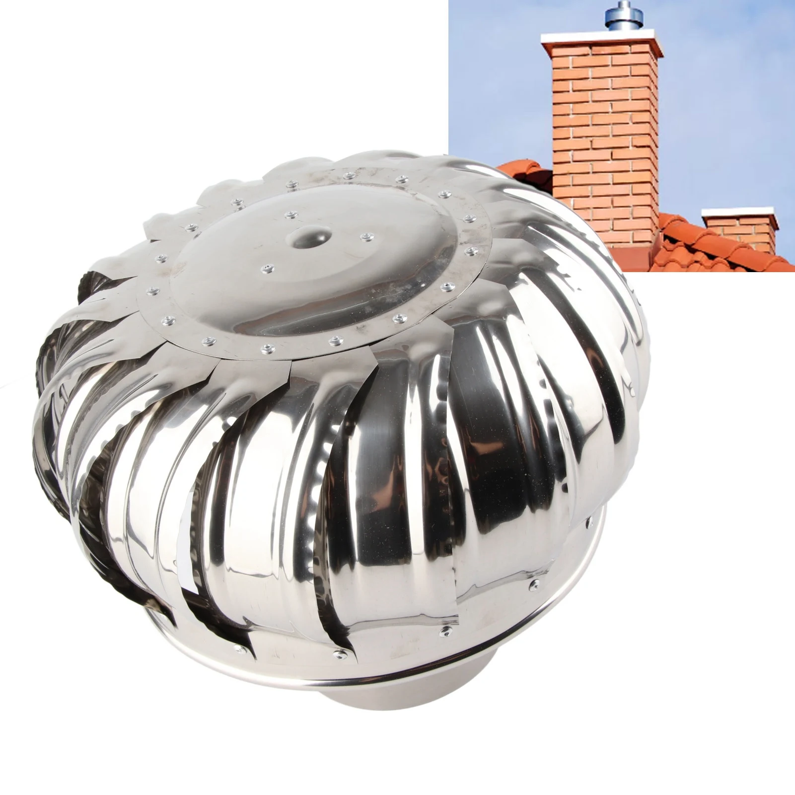 

4.33inch Roof Ventilator Automatic Silent Stainless Steel Pipefit Roof Ventilating Fan Wind Turbines Air Vent Attic Ventilator