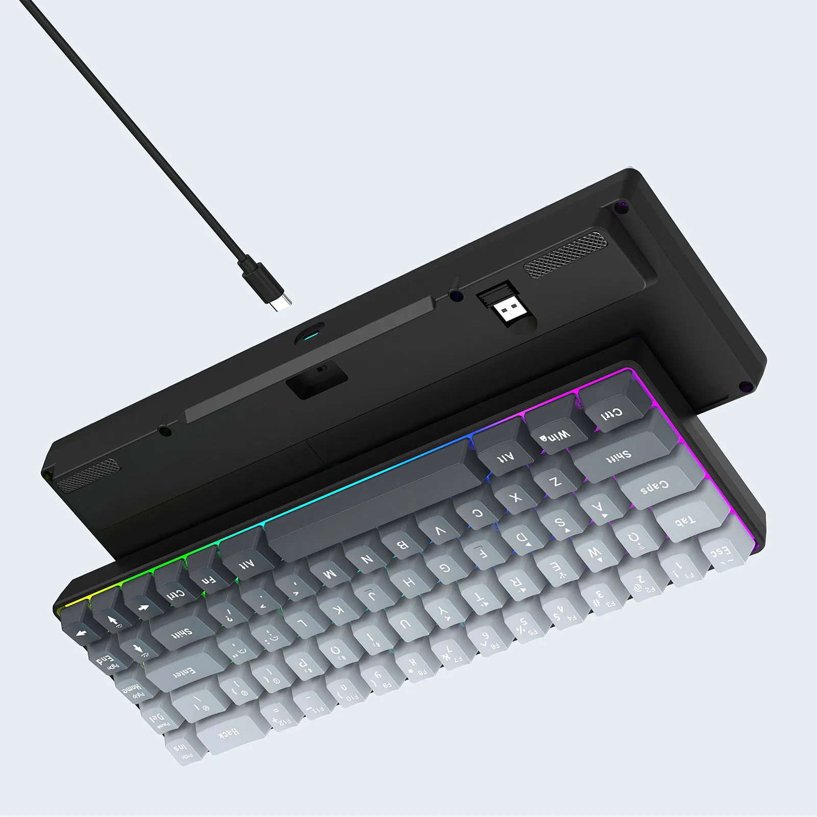 

Игровая клавиатура для компьютера V200, 68 клавиш, RGB-подсветка, 3-режимное подключение, совместимость с несколькими устройствами