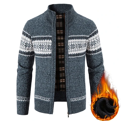 Men's Fleece Christmas Knit Cardigan