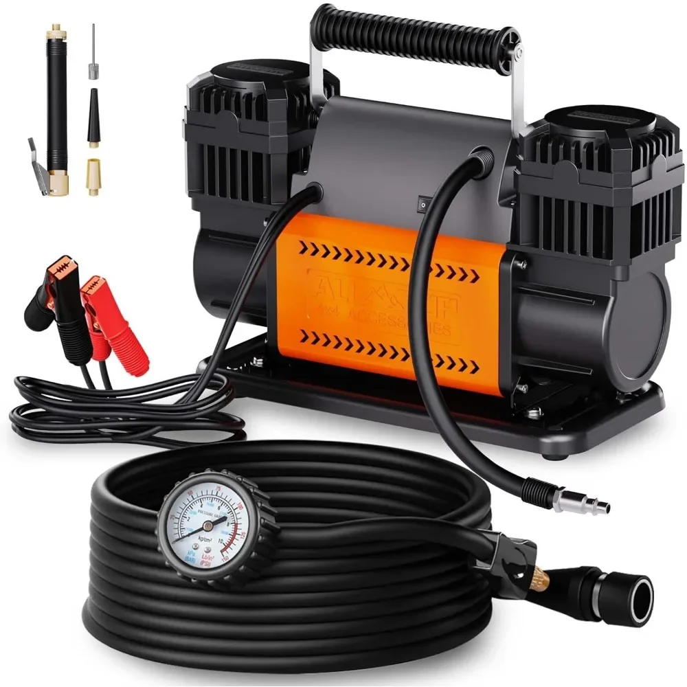 ALL-TOP Air Compressor Kit, Dual Cylinder 12V Portable Inflator 12.35 ft³/Min, Offroad Air Compressor Pump for Truck Tires