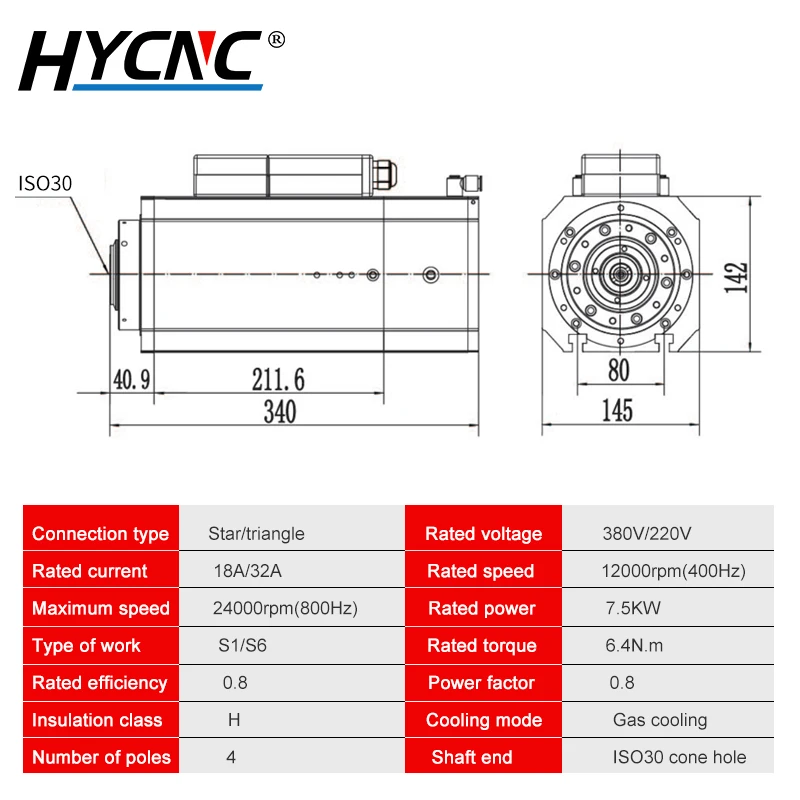 7.5kw CNC ATC Spindle Motor Air Cooled Automatic Tool Change Spindle 220v 380v 24000rpm ISO30 Tool Handle For CNC Router