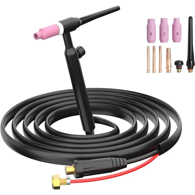 

Сварочная горелка TIG с воздушным охлаждением 150А WP17V с красным воздушным шлангом и разъемом 10-25 мм²